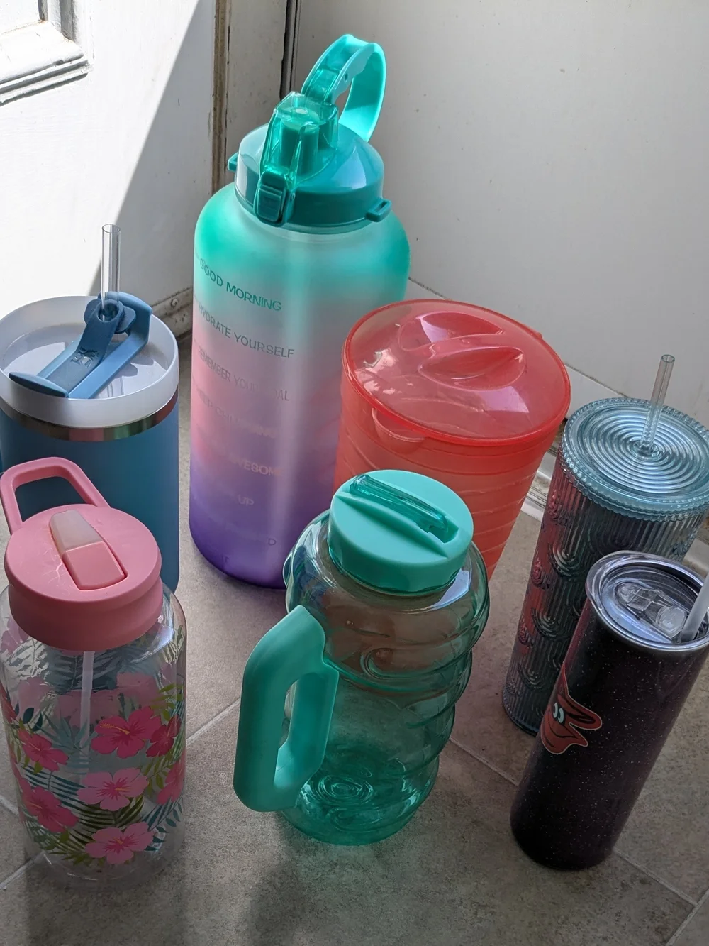 Orioles Purple Speckle Travel Tumbler with Clear Lid and Straw